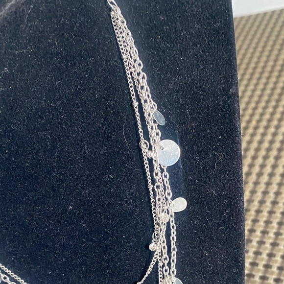Silver Multi-Layer Disc Charm Necklace - Women Jewelry - Picture 4 of 5